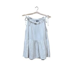 Wishlist Apparel Womens Top Large Ivory Gauze Cotton Tiered Tie‎ Shoulder Boho